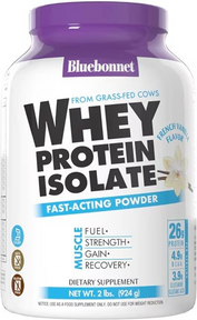 Bluebonnet Nutrition 100% Whey Protein, Grass Fed, Isolate Natural French Vanilla 2 lbs