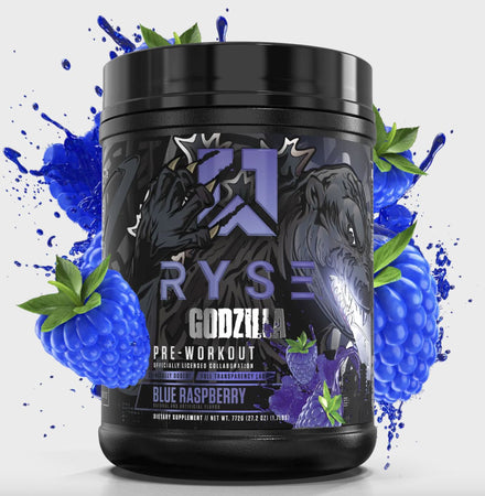 RYSE GODZILLA, PRE-WORKOUT BLUE RASPBERRY - 40 SERVINGS, ryse godzilla pre workout