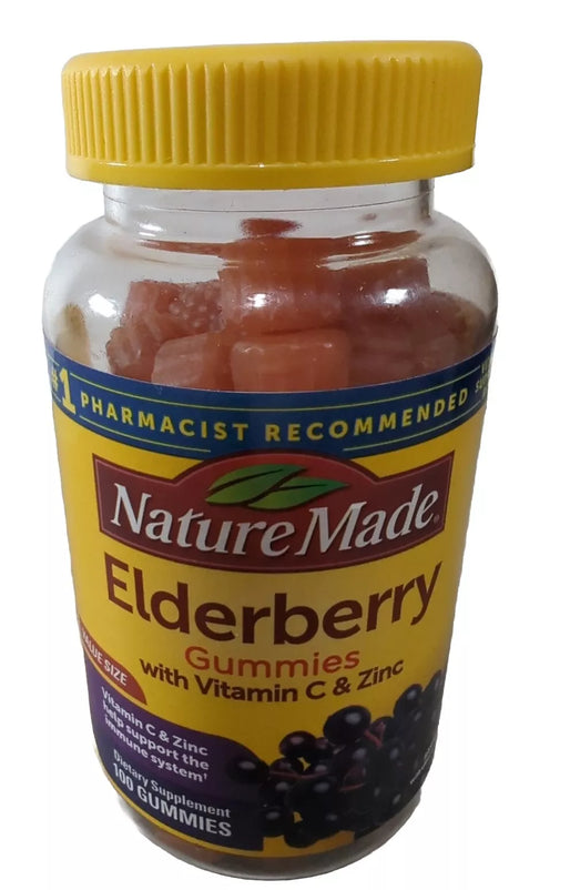 Nature Made Elderberry Gummies Vitamin C Zinc 100 Gummies