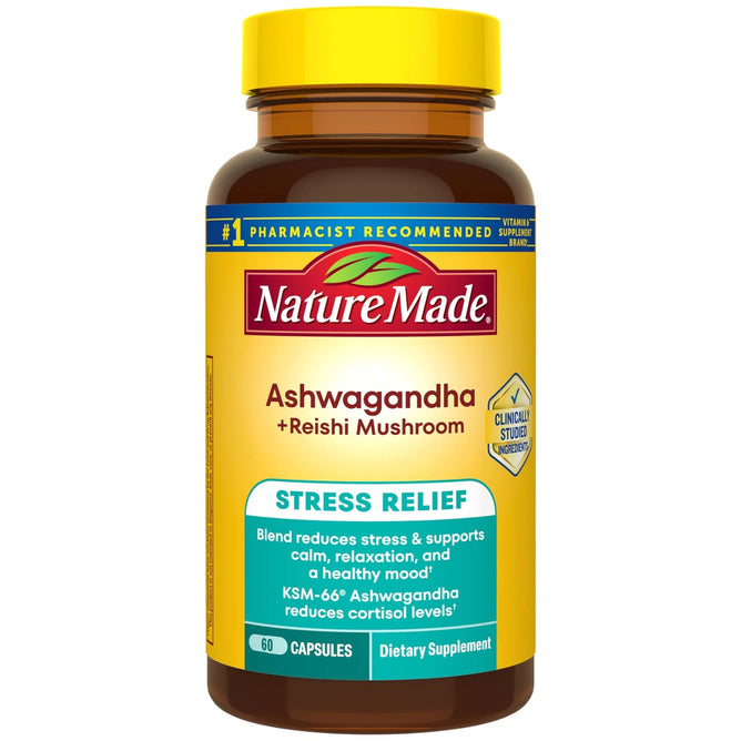 Nature Made Ashwagandha KSM 66 + Reishi Mushroom 60 Count