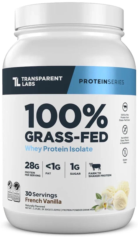 Transparent Labs 100% Grass Fed Whey Protein Isolate 30 Servings French Vanilla