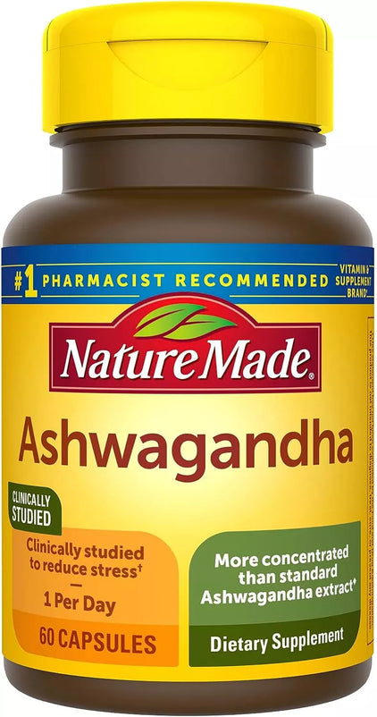 Nature Made Ashwagandha 125mg for Stress Reduction, 60 Tablets