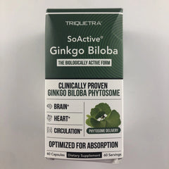 Ginkgo Biloba Phytosome, Helps Brain Heart Circulation Mood Memory 60 servings