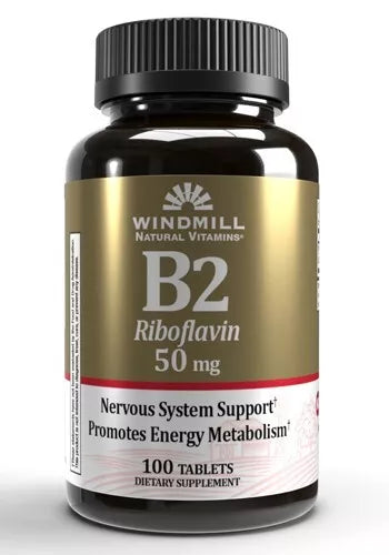 Windmill B2 Riboflavin 50mg Dietary Supplement, 100 Tablets