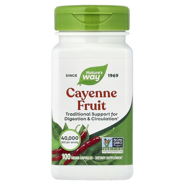 Nature's Way Cayenne Fruit, 40,000 SHU, 100 Vegan Capsules