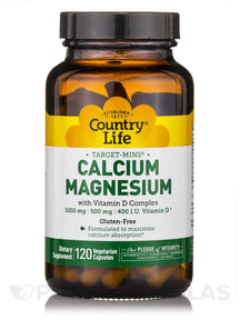 country life calcium magnesium, with Vitamin D Complex - 120 Vegetarian Capsules
