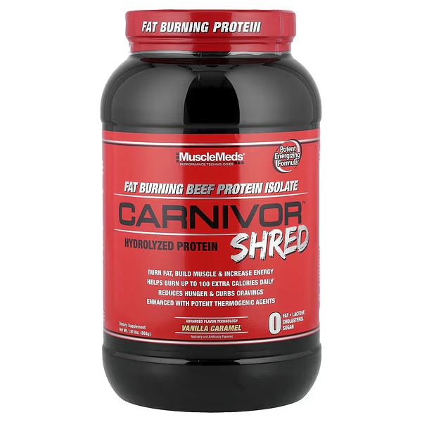 musclemeds carnivor vanilla caramel, MuscleMeds Carnivo Shred, Hydrolyzed Protein, Vanilla Caramel, 1.91 lbs