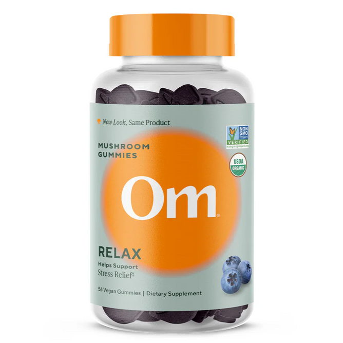 Om Mushrooms, Relax Mushroom Gummies, Blueberry , 56 Vegan Gummies