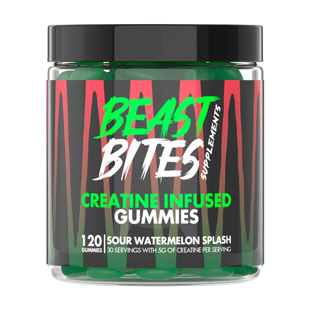 Beast Bites Creatine Infused Gummies Sour Watermelon Splash - 30 Servings