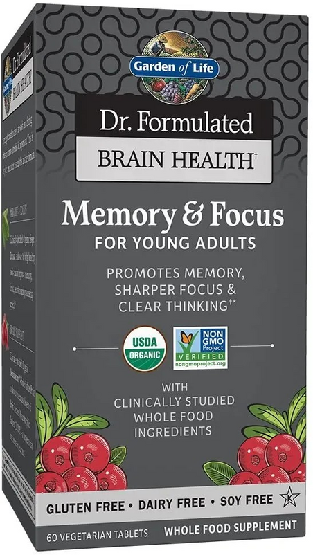 Garden of Life, Dr. Formulated BRAIN HEALTH Memory & Focus for Young Adults 60 tablets