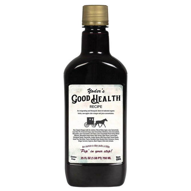 Yoder's Good Health Recipe, Apple Cider Vinegar herbal tonic, 25 Oz