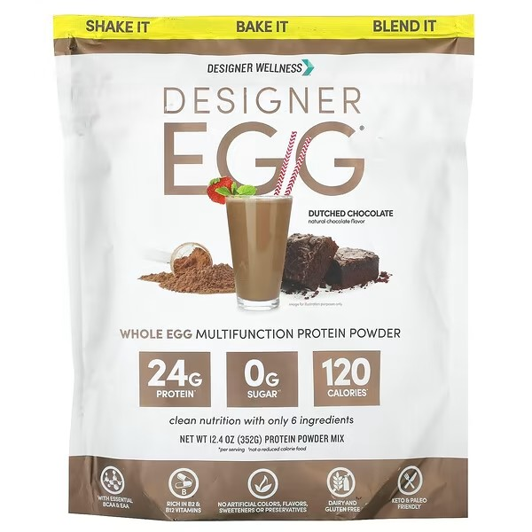 Designer Wellness, Designer Egg, Whole Egg Multifunction Protein Powder, Dutch Chocolate, 12.4 oz