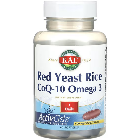 KAL Red Yeast Rice, CoQ-10, Omega 3, 60 Softgels