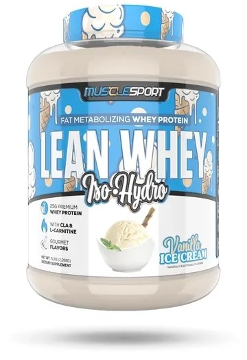 MuscleSport, Lean Whey, Iso-Hydro, Vanilla Ice Cream, 5 lbs (2,268 g)