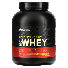 gold standard whey protein, 100% Whey, Strawberry Banana, 5 lb, Optimum Nutrition