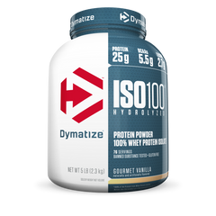 Dymatize  ISO, 100 Hydrolyzed 100% Whey Protein Isolate Gourmet Vanilla 5 Lbs