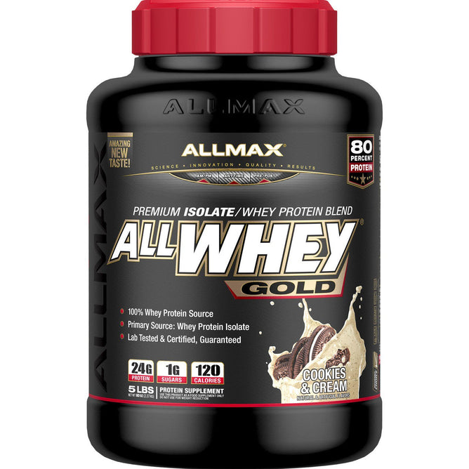 All Whey cookie and cream Gold 5 Lbs Yeast Free by AllMax Nutrition
