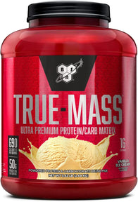 BSN TRUE-MASS Weight Gainer, Muscle Mass Gainer Protein Powder, Vanilla Ice Cream, 5.82 lbs