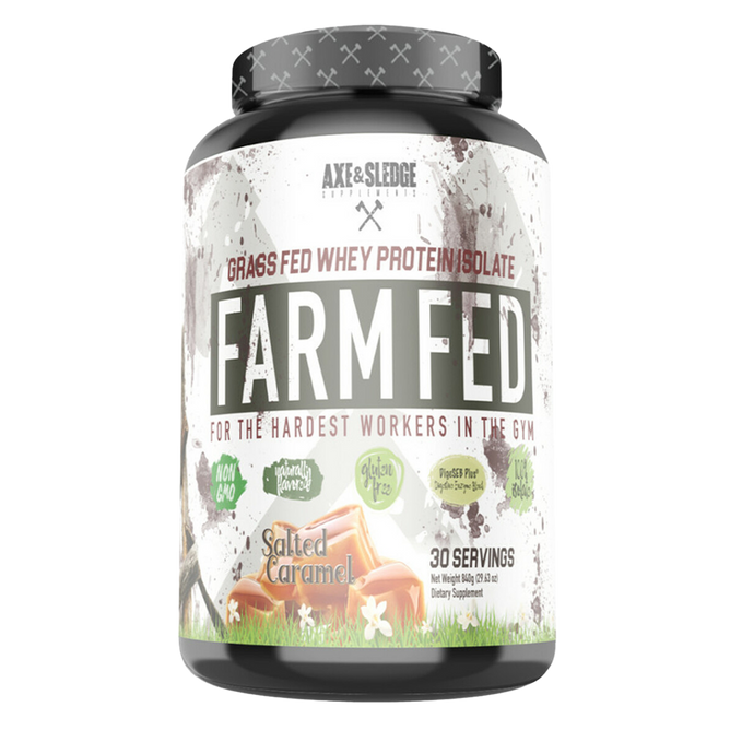 axe and sledge protein, Farm Fed Whey Protein Isolate - Salted Caramel - 30 Servings