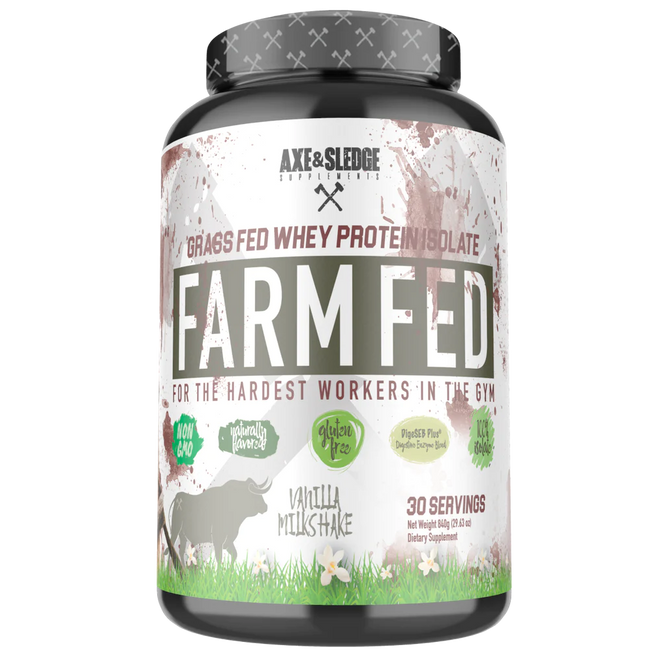 axe and sledge protein, Farm Fed Whey Protein Isolate - Vanilla Milkshake - 30 Servings