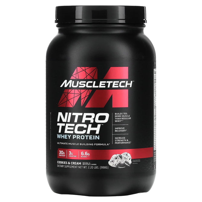 Cookies and Cream, 2 lbs, Nitro Tech, 100% Whey Gold -  Muscletech
