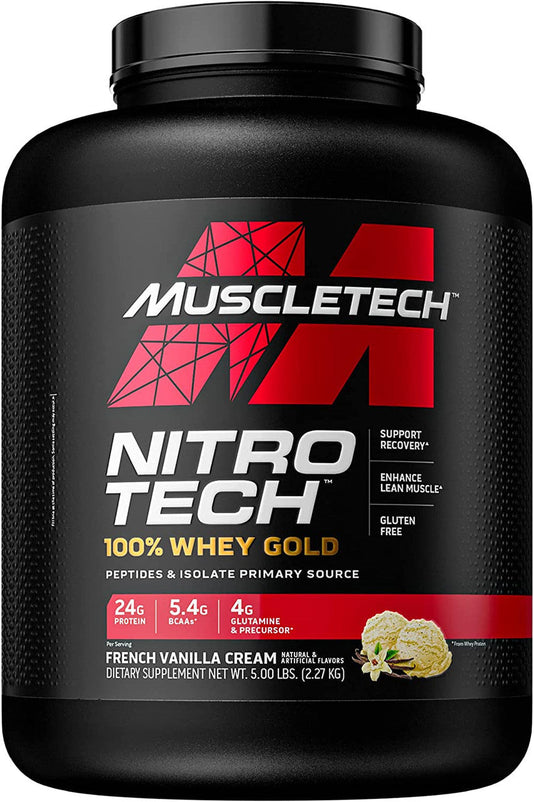 Muscletech Nitro Tech Whey Gold Protein Powder French Vanilla Creme 5 Lb