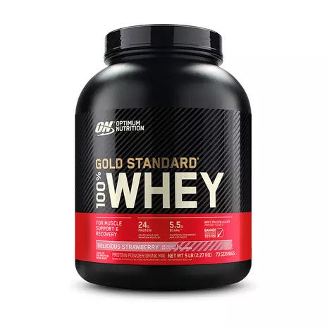 ON, Optimum Nutrition Delicious Strawberry Gold Standard  100% Whey Protein, 5lb