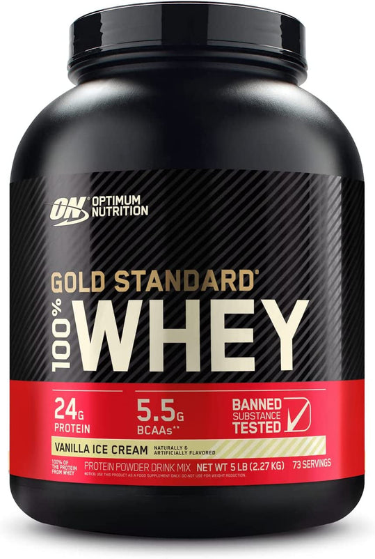 Vanilla Ice Cream, Gold Standard 100% Whey Protein, 5 Lbs, Optimum Nutrition
