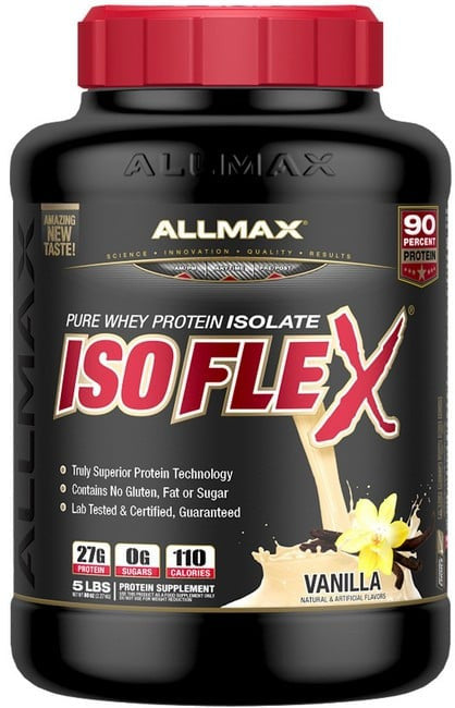 allmax nutrition iso flex, Pure Whey Protein Isolate, Vanilla, 5 lbs (2.27 kg)