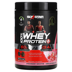 six star whey protein, Elite Series, 100% Whey Protein Plus, Strawberry Smoothie, 1.8 lbs, sixstar protein